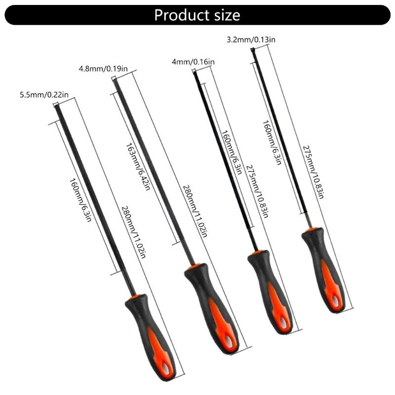 Professional Chainsaw File Set Strong Round Files 3.2mm 4.0mm 4.8mm 5.5mm Cut Chains Includes Storage for Sharpening