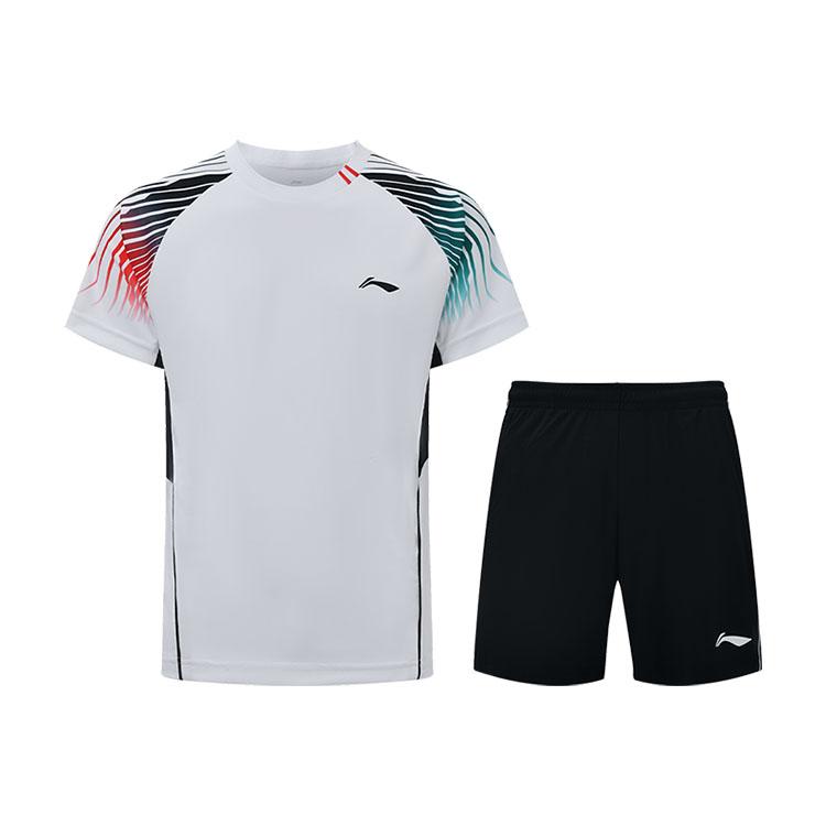 

Li-Ning Quick-Dry Short Sleeve T-Shirt And Shorts Casual Sports Set Unisex Tops, Bottoms White Black AATU055-2