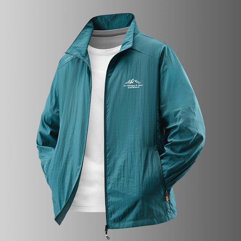 Ice Silk Sunscreen Clothing Men's Summer Thin Simple Color Outdoor Loose Plus Size Hooded Sun-protective Clothing Jacket Coat