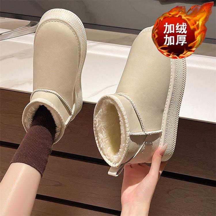 Northeast snow boots short boots 2025 winter new velvet thickened leather thick-soled waterproof and non-slip cotton boots small short boots