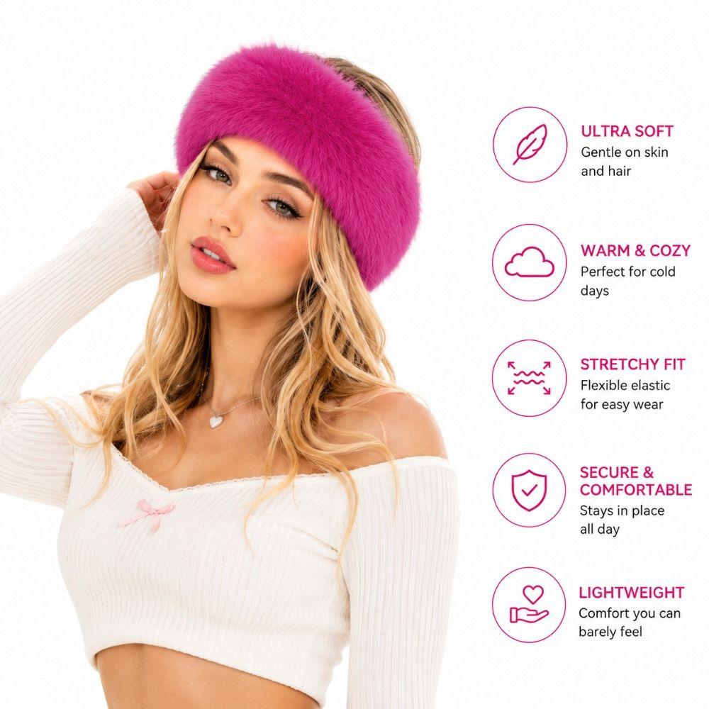 Imitation Fox Fur Furry Hairband Thick Fake Fur Hat Soft Keepwarm Headband Winter