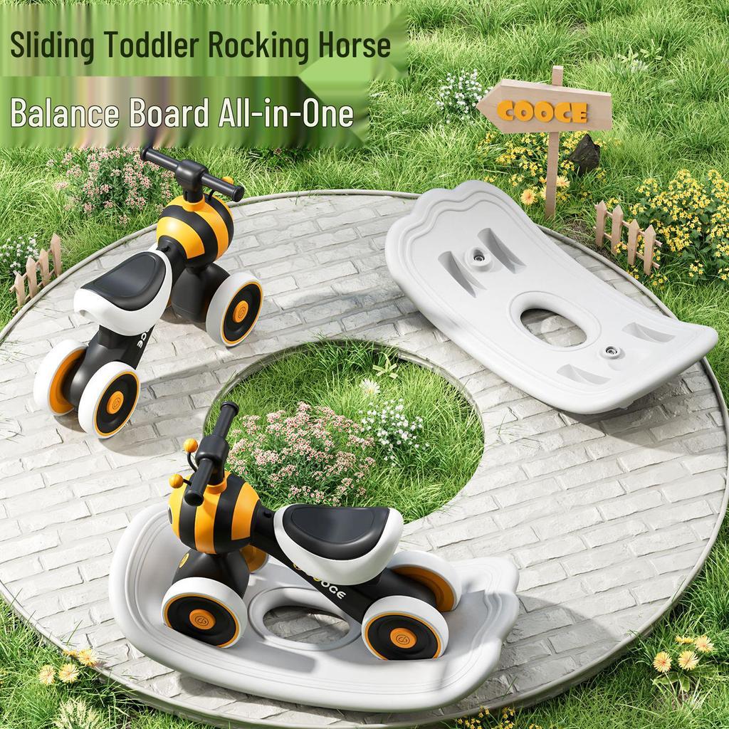 Children's 4-Wheel Balance Bike & Walker for Ages 1-6: Anti-Rollover Toddler Ride-On Toy