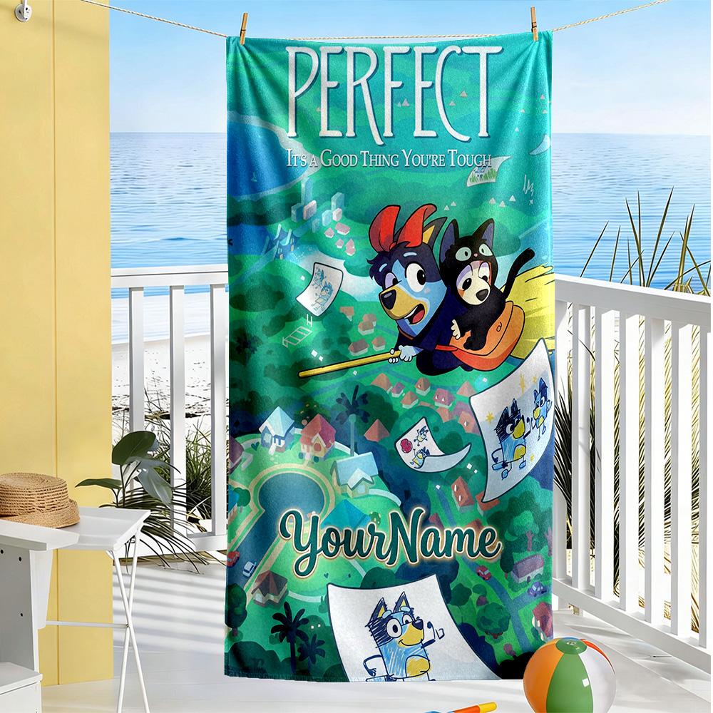 Bluey Personalized Name Beach Towel Super Soft & Absorbent Portable for SwimmingBeachCamping Travel Beach AccessoriesGym