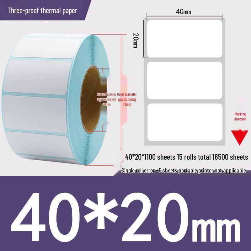 Thermal Self-Adhesive Barcode Print Labels for Logistics and Supermarket Scales (Sizes: 100 To 20)