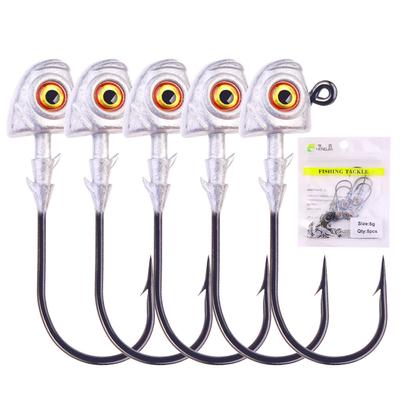 5PCS/Big Eyes High Strength Jig Head for Worm Lure Swimbait Hook For Seawater Freshwater Fishhook Fishing Tackle