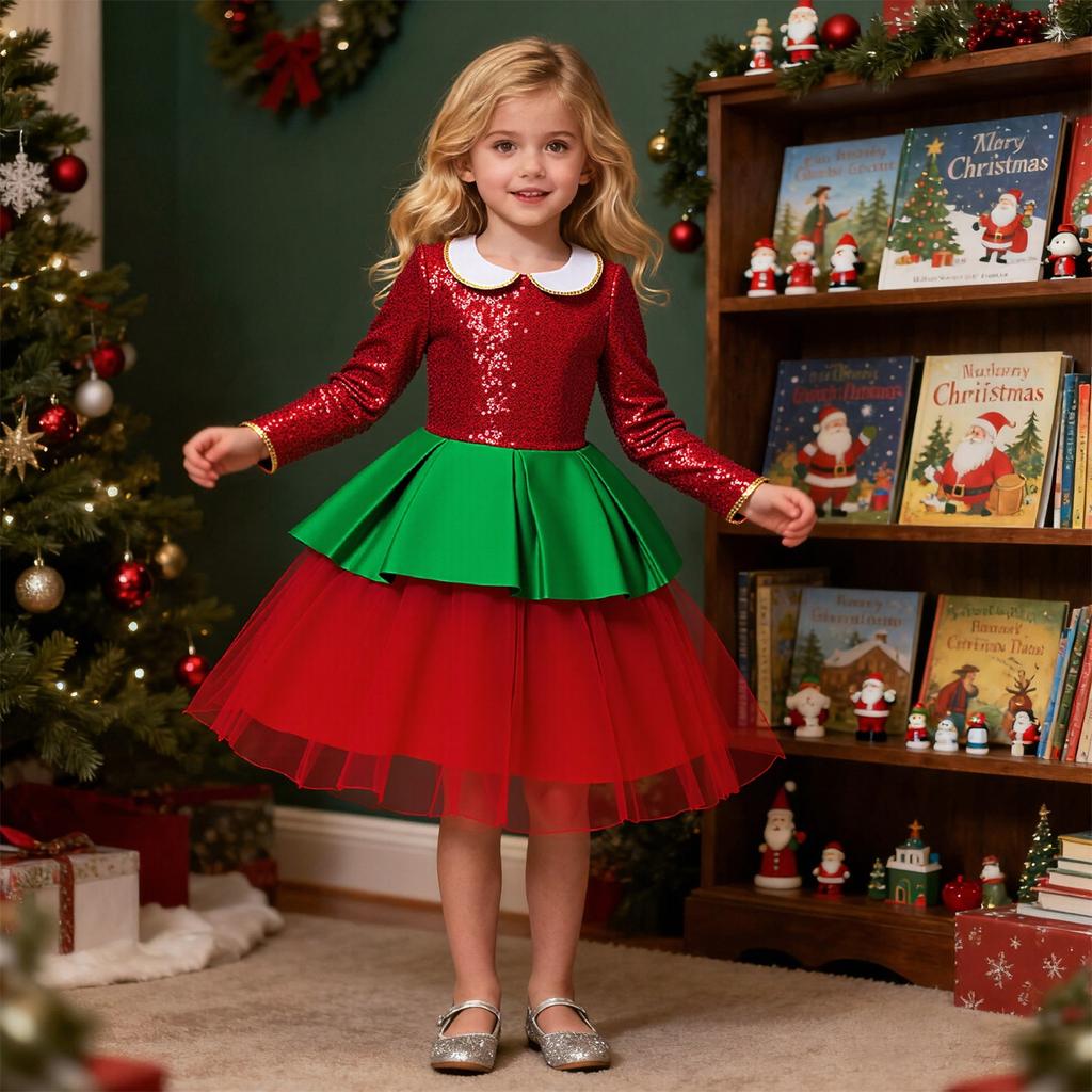 Kindermode Weihnachten Tüllkleid für Geburtstagsfeier und Aufführung