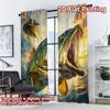 2D FLAT PRINTING 2pcs Curtains (Without Rod) Giant Fish Jumping Light Filtering Popular Curtains Yarn Curtains Room Decor