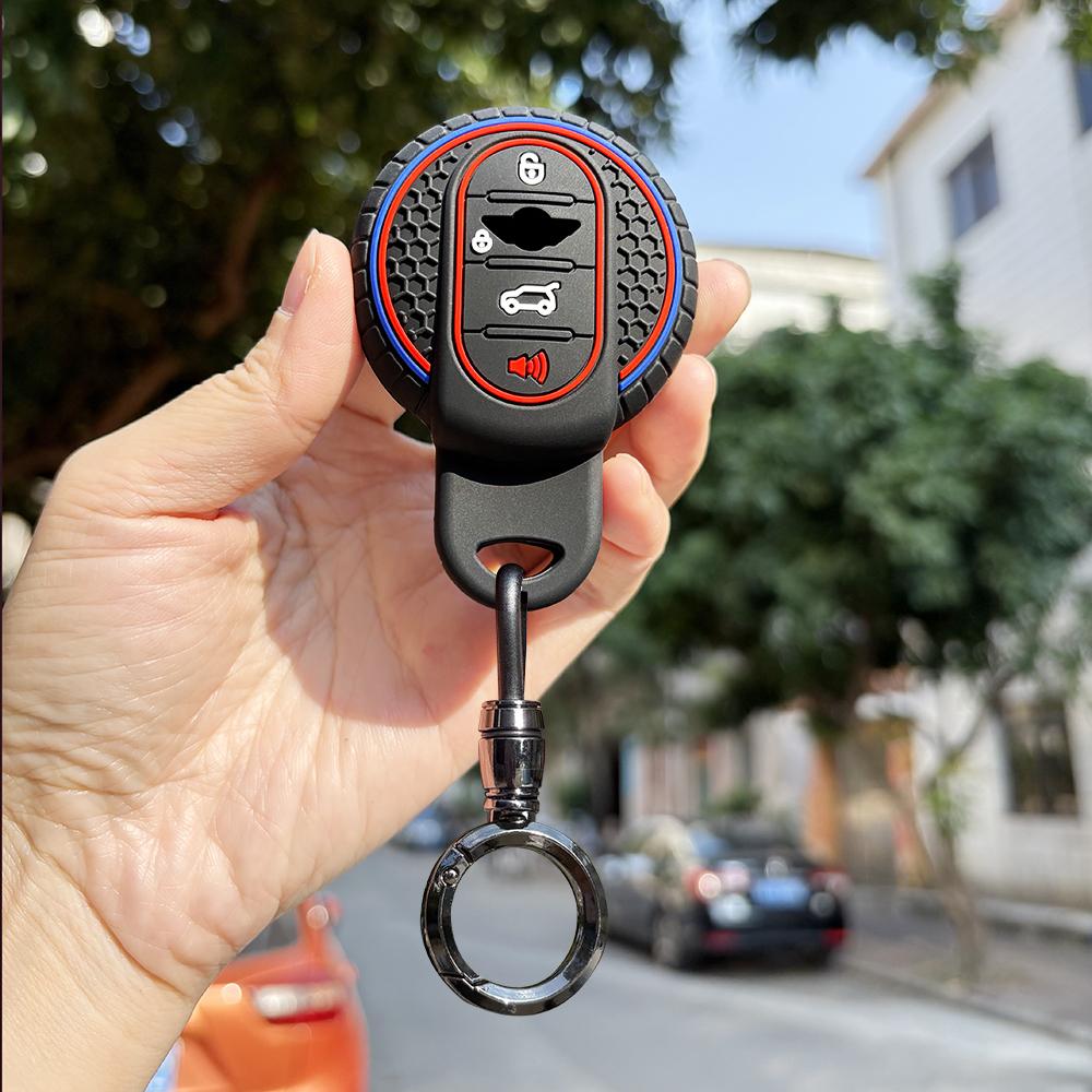 Protection Holder Interior Accessories For Bmw Mini R56 Cooper Mini Clubman 3/4 Butttons Keychain Silicone Cover Fob Key Case