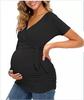European and American trends Bao Ma cross V-neck breastfeeding T-shirt maternity top spot loose type