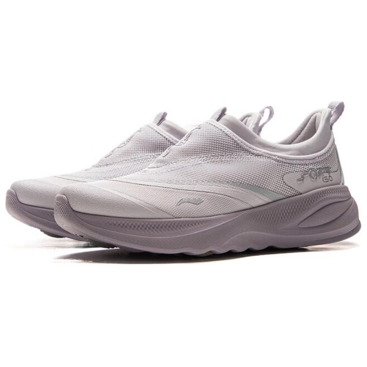 Li Ning Soft Go 2 Retro Versatile Fashion Classic Shock Absorption Non-Slip Wear-Resistant Low-Top Casual Shoes Women Sneakers Purple Gray AGLV006-11