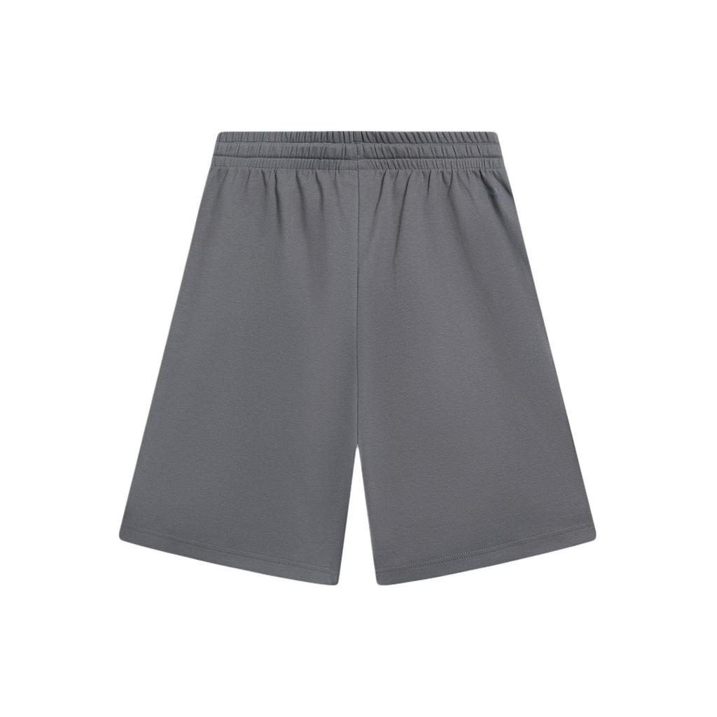 Li Ning CF Series Solid Color Mid Waist Loose Straight Casual Shorts Men shorts Lead-Gray AKSU917-2