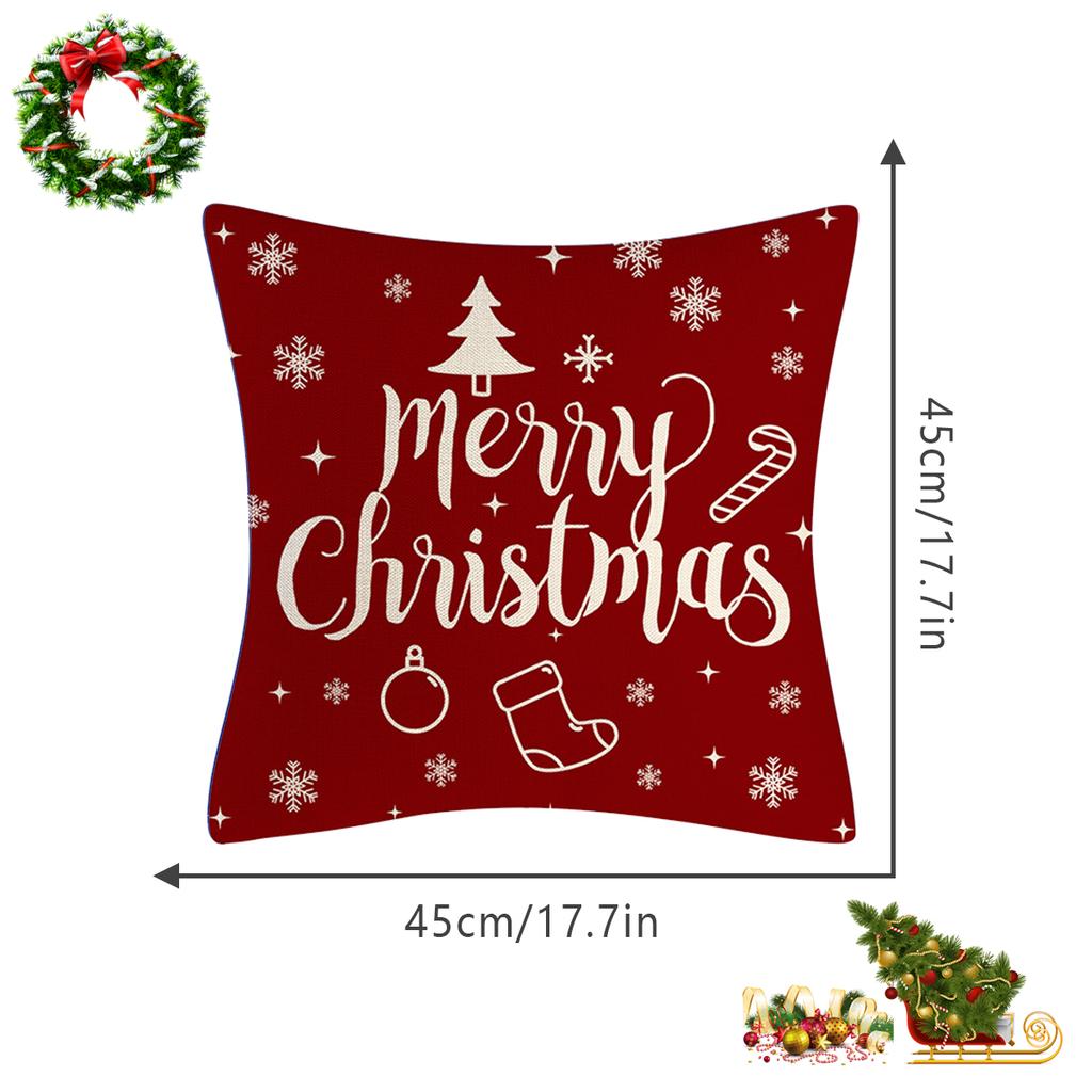 4Pcs Christmas Vintage Pillowcase Square Decorative Cushion Covers with Invisible Zipper Sofa Waist Cushion Cover 45*45cm