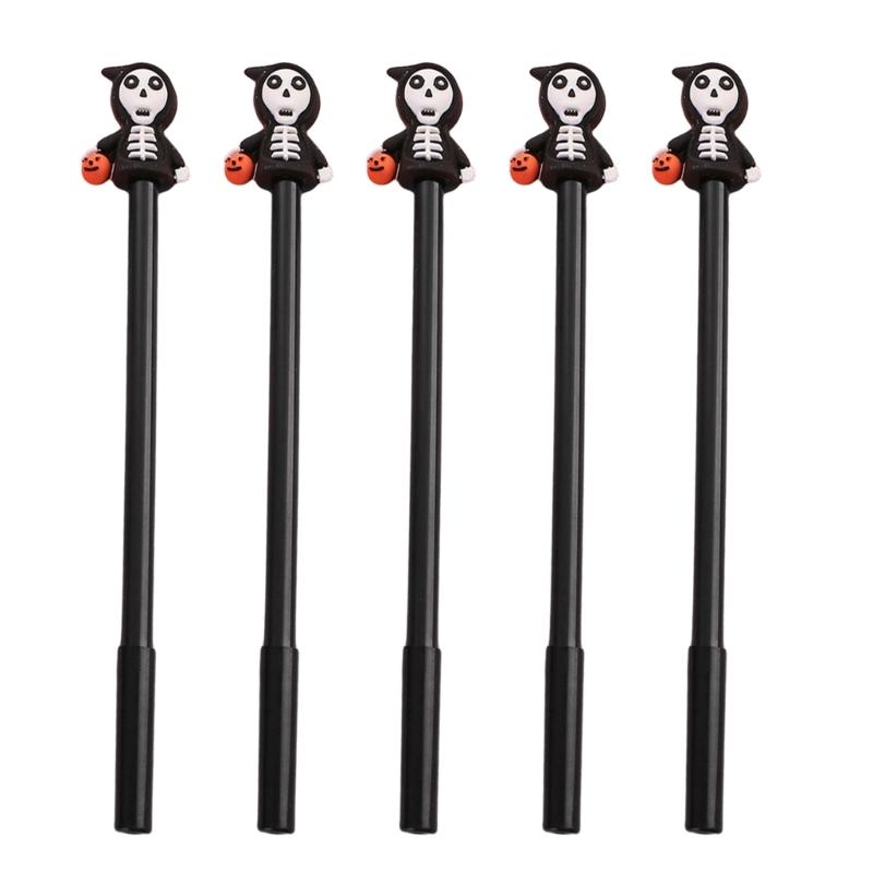 

5 шт. Хелловінський мультяшний гелевий ручка, 0,5 мм голчастий наконечник, Швидкосохнучий, Пише гладко для студента, дорослого, для нотаток, щоденника