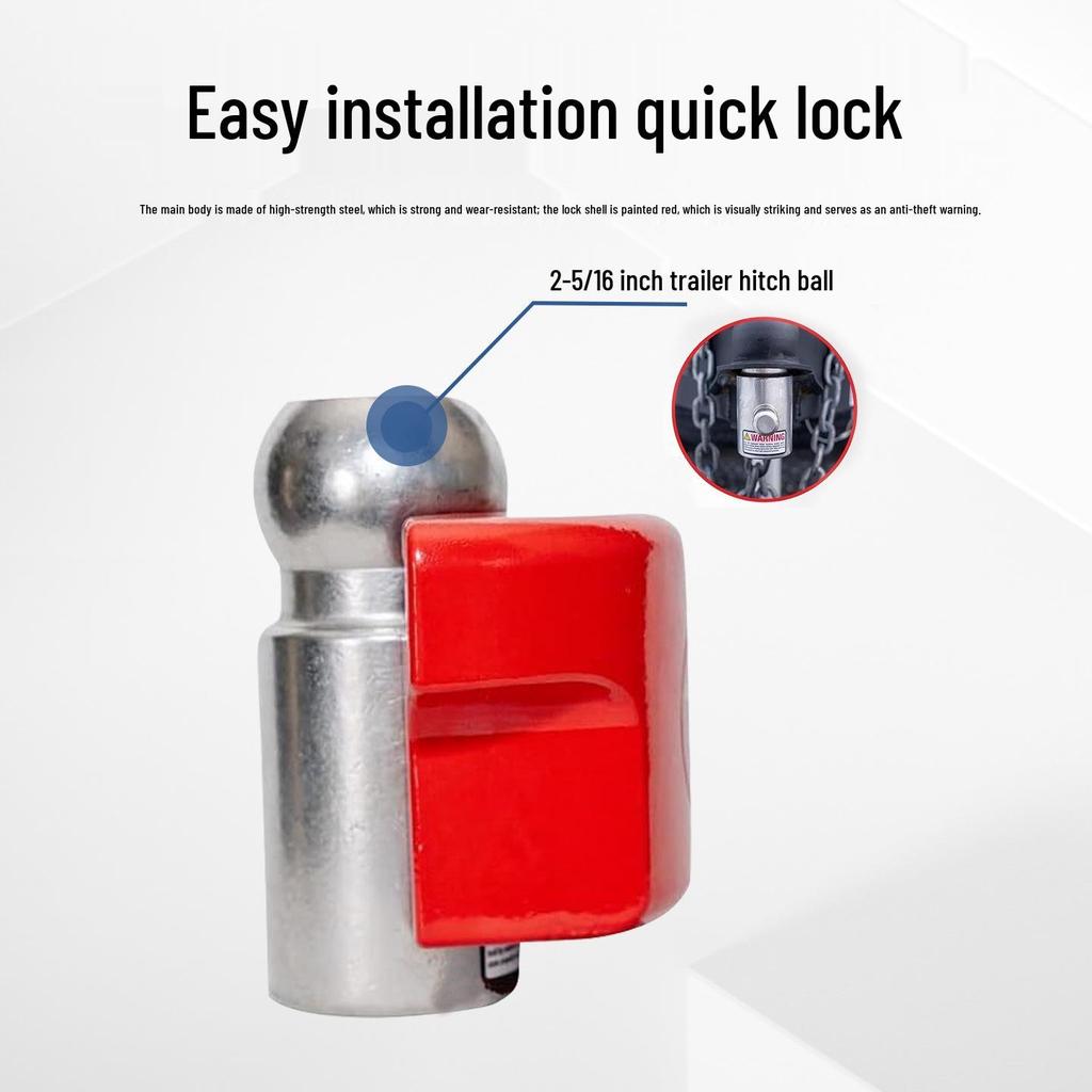 Universal 2-5/16" Trailer Hitch Lock Anti-Theft Safety Ball Coupler
