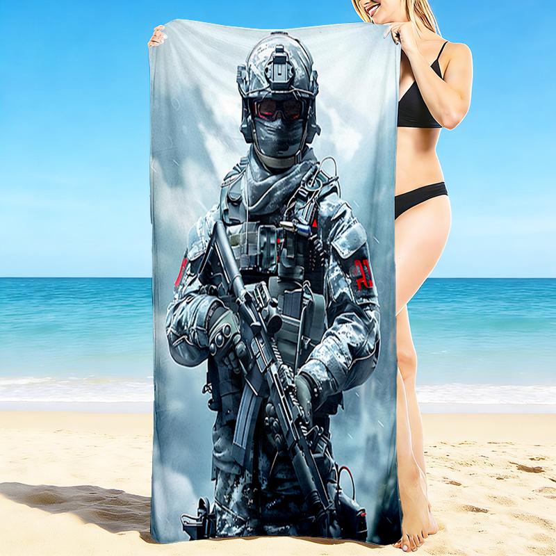 1Pc Future Soldier Armor Beach Towel Quick Dry Multiuse For Beach Pool Gym Yoga Home Travel Christmas Halloween Xmas Gift G1146