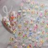 1 Sheet 3D Spring Flower Series Nail Stickers Colorful Rose Bouquet Nail Decal Self-Adhesive Daisy Ribbon Bow Manicure Sticker