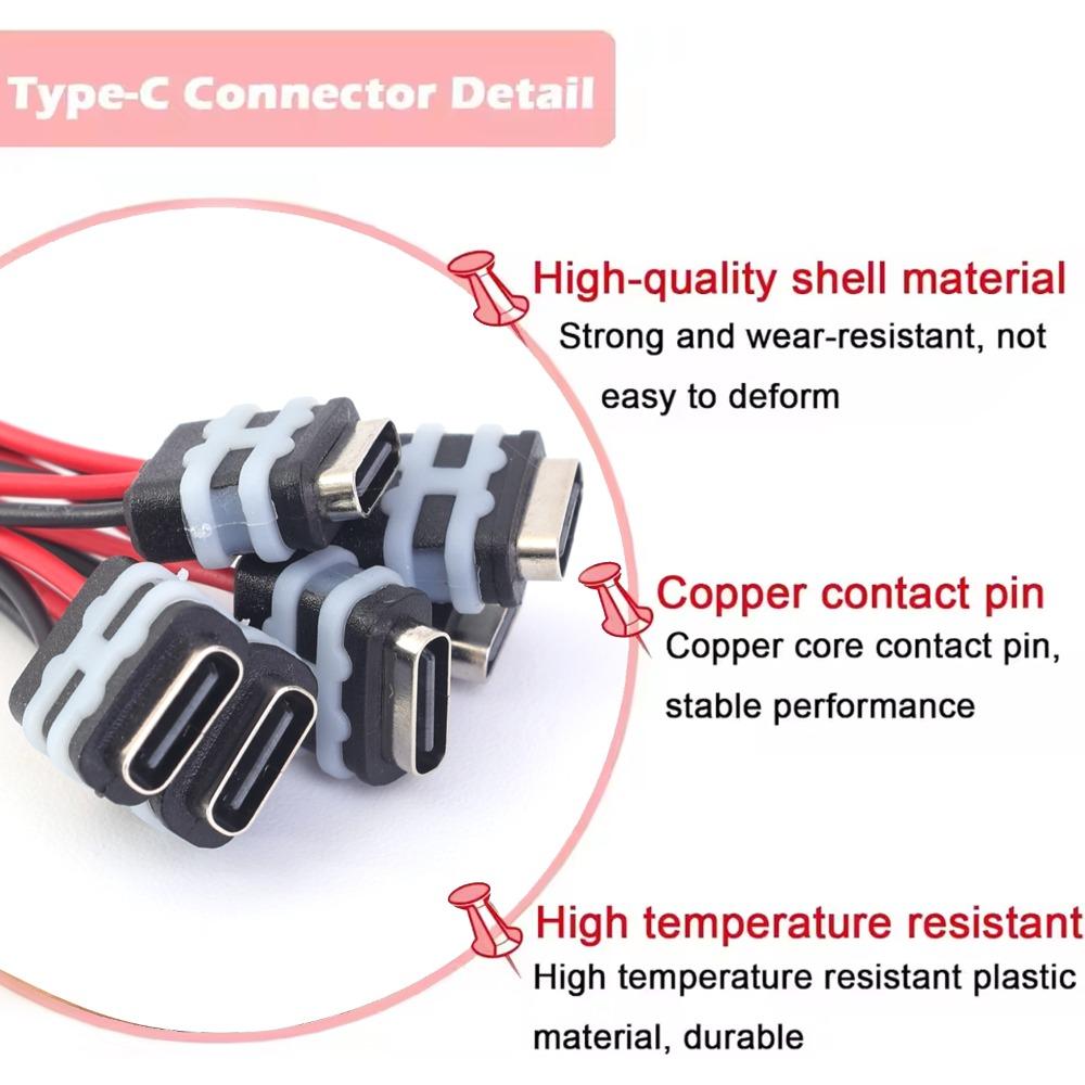 2Pin Waterproof USB C Female Socket Panel Mount Connector for Auto Smart Devices Household Appliances Medical Equipment  5/1pcs