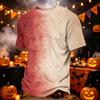 Herren Casual Corduroy Kurzarm Rundhals Leicht Atmungsaktiv Oberteil Halloween-Thema Aufdruck Bequeme Passform