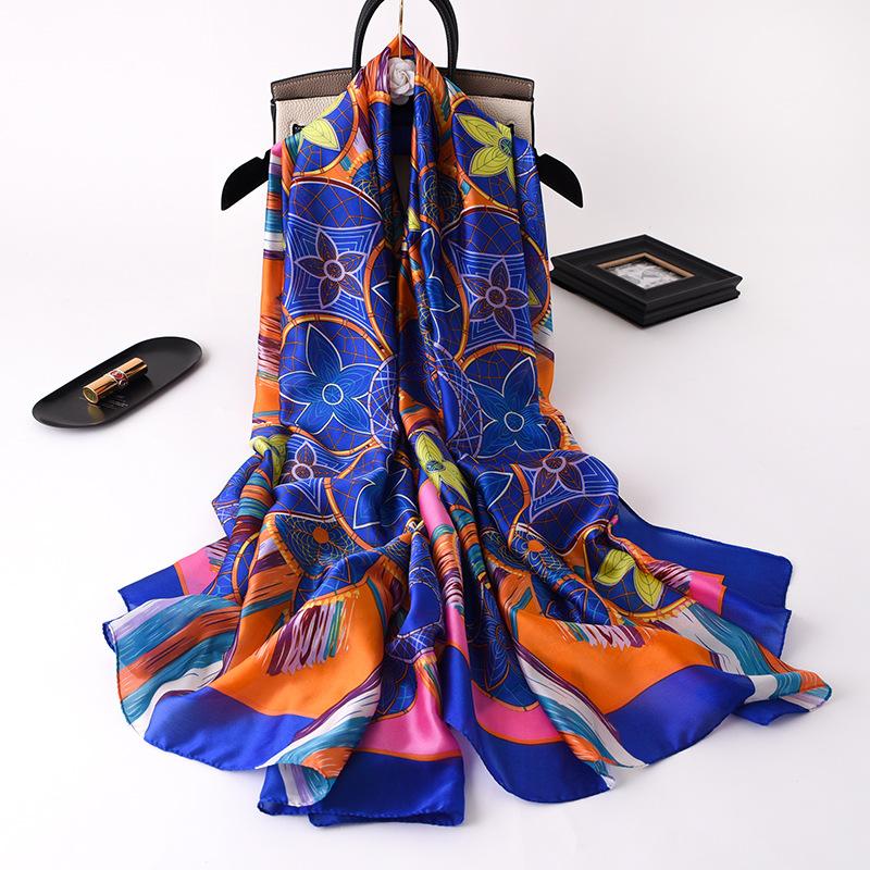 Women Silk Winter Scarf Luxury Design Print Lady Beach Shawl Scarves Fashion Smooth Foulard Female Hijab
