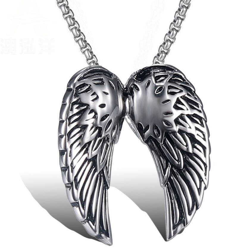 Personalized Retro Angel Wings Men's Titanium Steel Pendant Necklace