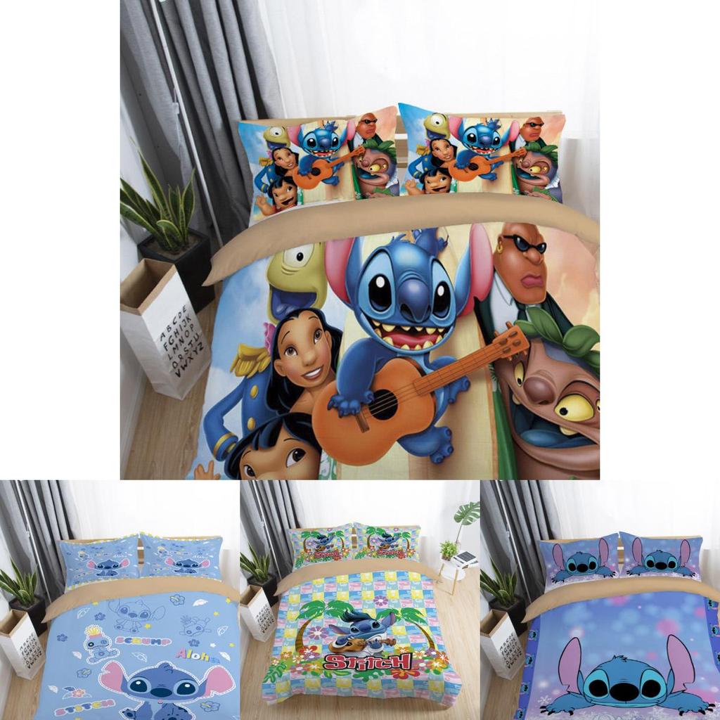 Luxurious 3d Cartoon Stitch Anime Bedding Set With Comforter Cover And Pillowcase