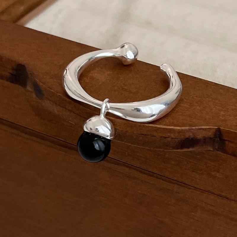 

Trendy Adjustable Black Open Ring For Women Chic Geometric Design Perfect Summer For