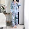 1011 New fashionable women's ice silk pajamas, long sleeves and trousers, high-end temperament, light luxury loungewear can be worn outside