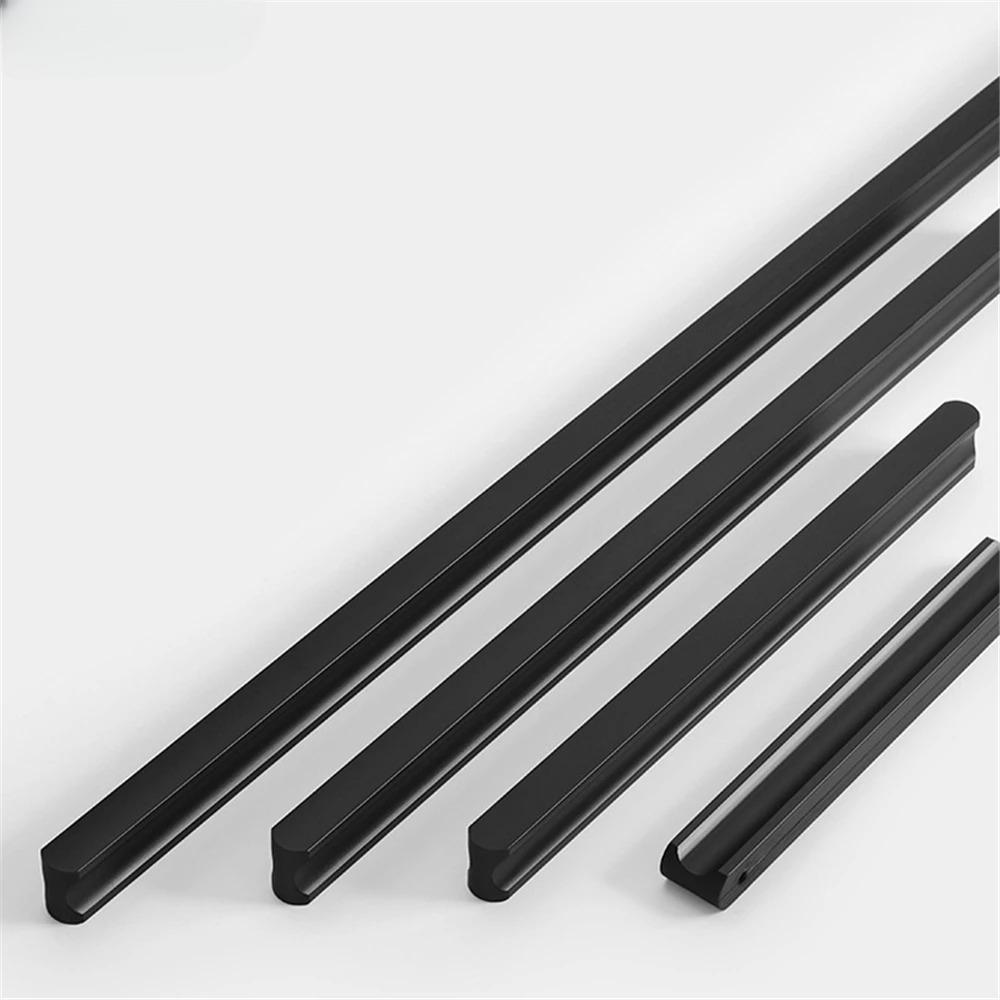 Hidden Furniture Handle Gold Black Gray Kitchen Cabinet Knob Wardrobe Drawer Pull Kitchen Extended Door Handle Accessories Knobs
