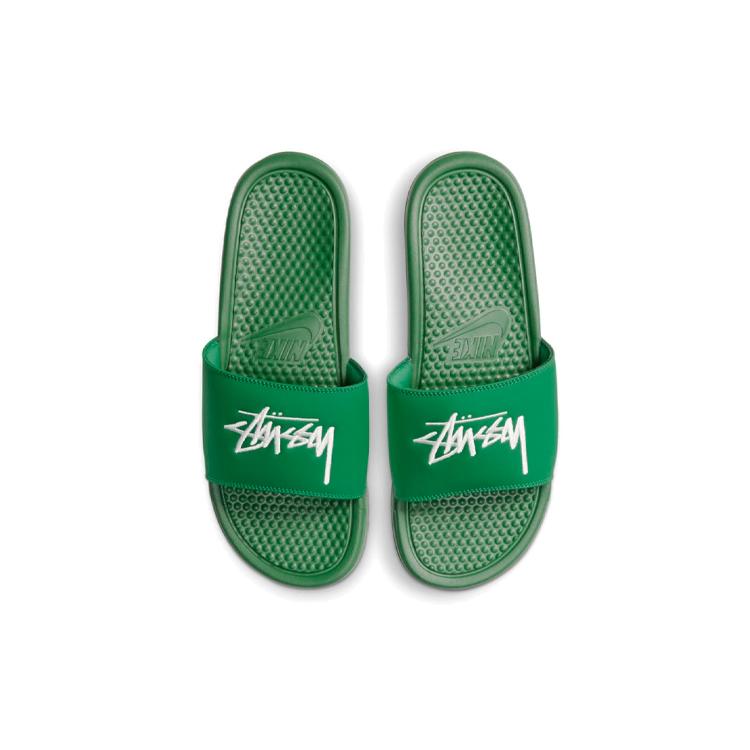 New Nike Benassi Slide Stussy Pine Green Sail DC5239-300
