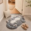Slip Resistant Door Mat Cute Cat Bathroom Rug, Anti-Slip Absorbent Bath Washable Plush Tile And Wood Floor Kitty for Entrance Kitchen Home Decor