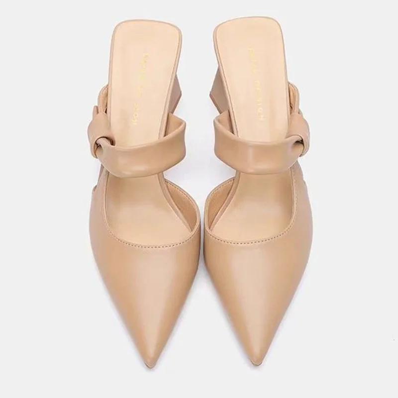 Fashion High Heels Women Slippers Pointed Toe Elegant Fashion Shoes Chunky Casual Pumps Summer Woman Sandals 2025 Party Female Zapatos
