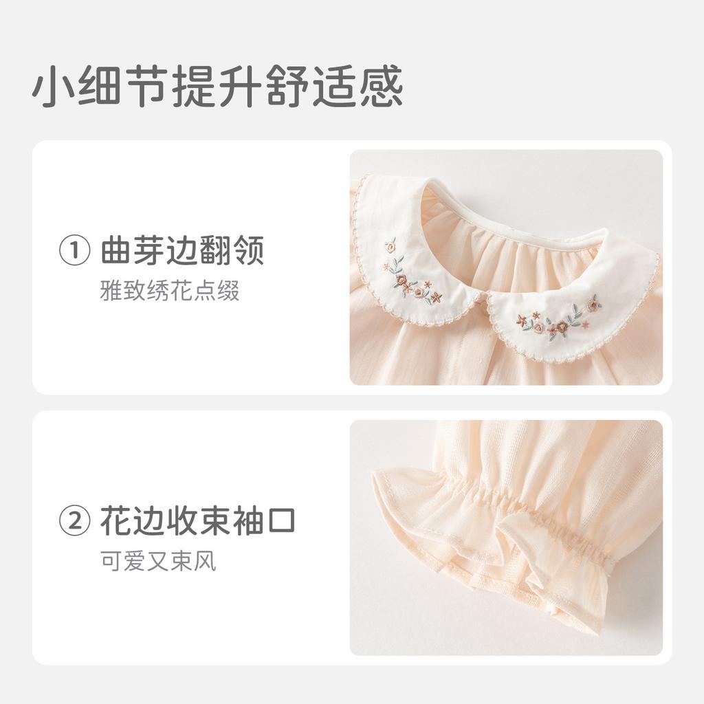 Davidella girls' pure cotton shirt for spring, new style of women's jewelry and western-style top, children's shirt