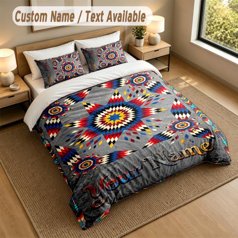 American Patriotic Theme Personalized 3Pcs Bedding Set Custom Text & Name 1 Sheet 2 Pillowcases Household Bedding 1pc