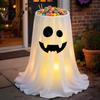 Large Candy Holder Halloween Ghost Bowl, Adjustable Height Holder, Trick or Spooky Party Decorations Treat Standing Storage Dish for Porch Lawn Garden