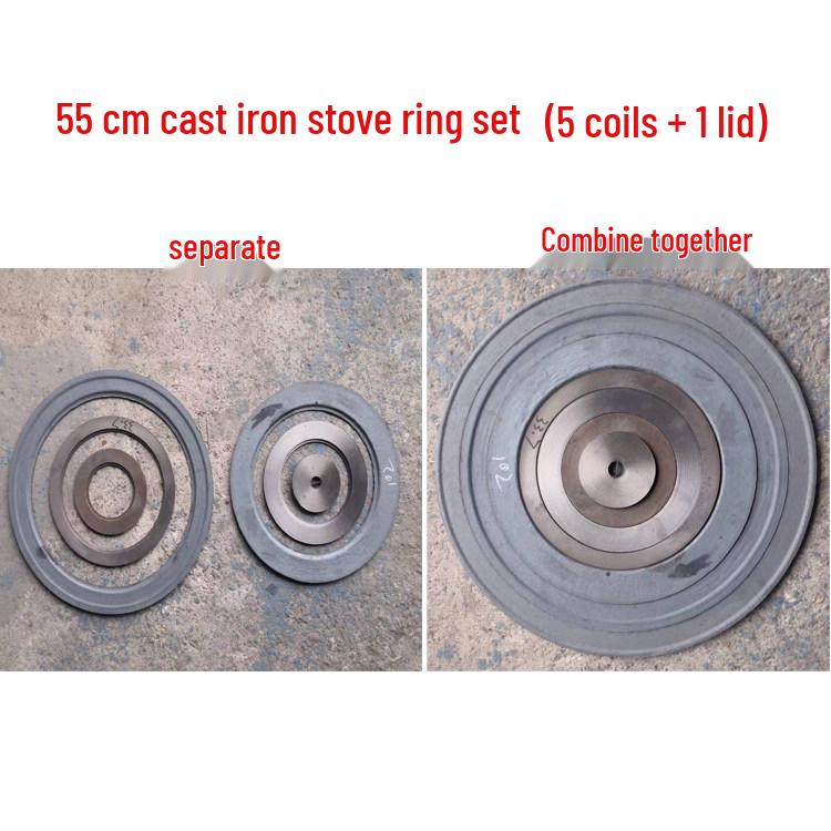 Cast Iron Firewood Stove Ring & Lid: Thickened Rustic Pot and Fire Pit Accessories