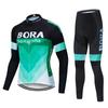 Spring and summer long-sleeved cycling suit, team version, quick-drying cycling strap suit, road cycling suit.