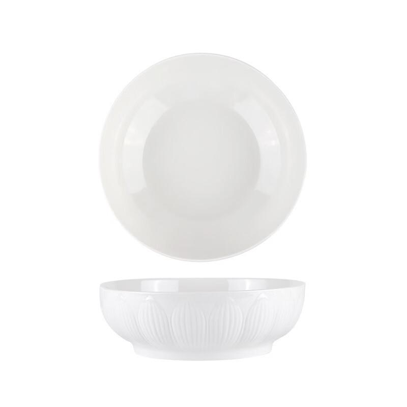 ZISIZ 9-inch Embossed Lotus Soup Bowl