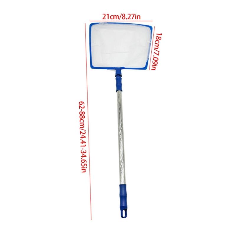 Pool Net with Extendable Steel Handle, Square Fine Screen Head for Floating Debris Pickup in Pool Water, Pond Water, and Wet Areas