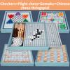 Wooden Multi-Function Flight Chess Checkers For Kids Chinese And International Chess Animal Chess Gobang Educational Toys Board
