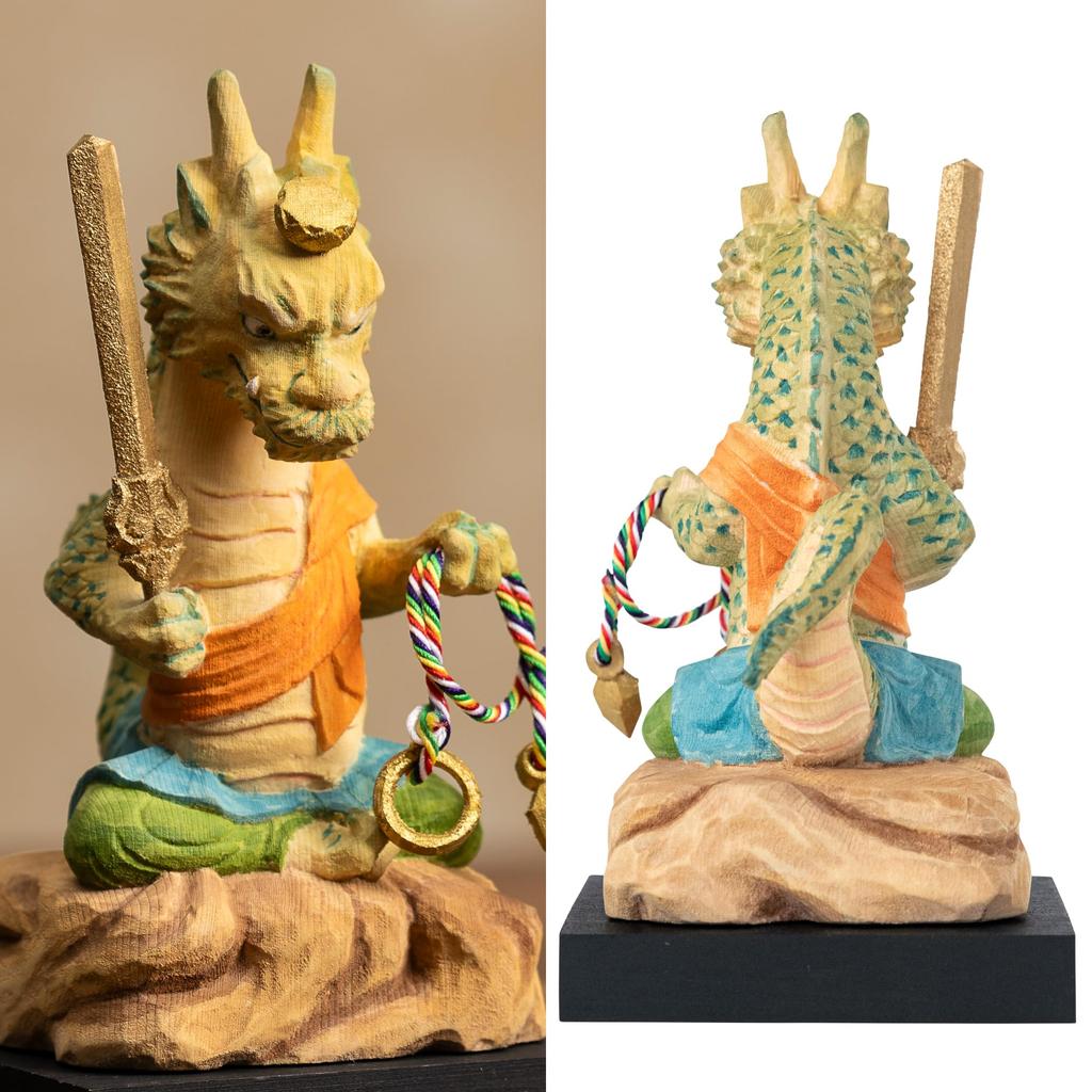 Fudoson Cat Dragon Fudoson Hinoki Guardian deity of those born in the Year of the Wood Buddhist Lucky Ornament Tatsufudouson "Mitsukami Prayer"