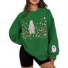 Vintage Halloween Floral Ghost Print Sweatshirt Women Men Crew Neck Long Sleeve Casual Pullover Halloween Sweatshirts Gifts