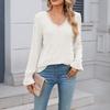 Long Sleeves Solid Color Pit Strip Polished Casual V-neck Lace Long-sleeved Bottoming Shirt