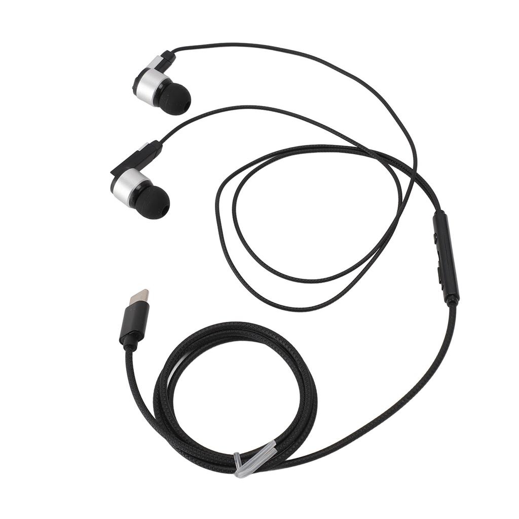 USB C Headphones Earbuds HiFi Stereo Bass Noise Canceling USB Type C Wired Earbuds with Microphone for Smartphone