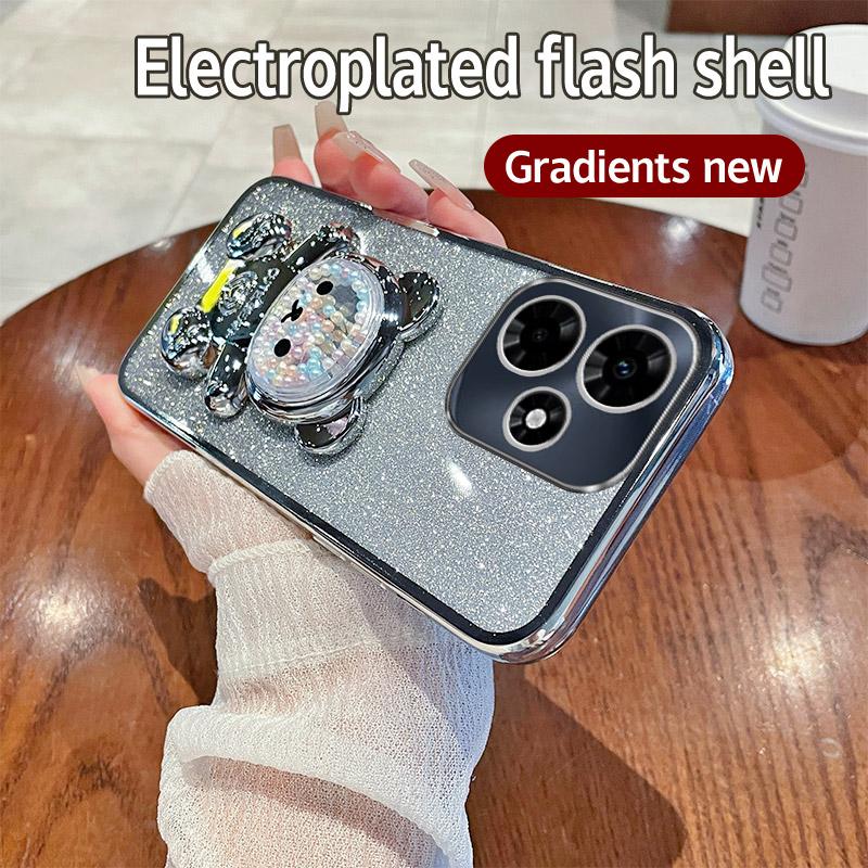 Candy Bear Stand Holder Glitter Phone Case Realme C67 C65 C63 C61 C55 C53 C51 C35 C33 C31 C30 C20 C21Y C25Y C11 C15 C17 4G Cover