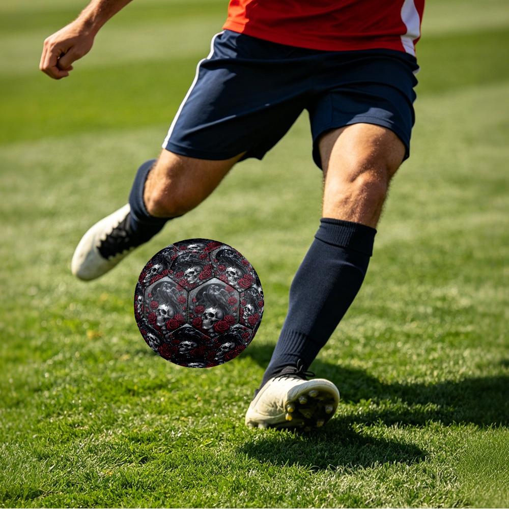 1pc Raven Skull Roses Size 5 Soccer Ball Professional Match Training Football Indoor &Outdoor Sports Ball Training Ball Lightweight Durable Y1
