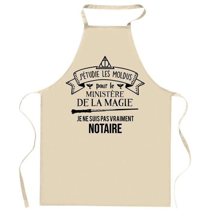 Tablier de cuisine - Ministère de la Magie - Coton résistant - Impression française DTG - Liens ajustables