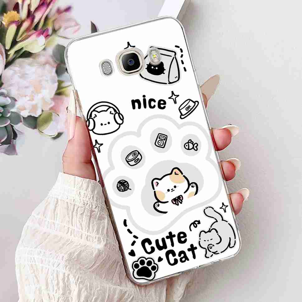For Samsung Galaxy J7 2016 SM-J710FN Cartoon Animals Soft Silicone TPU Cover For Samsung J7 Core SM-J701F Fashion Flowers Shell