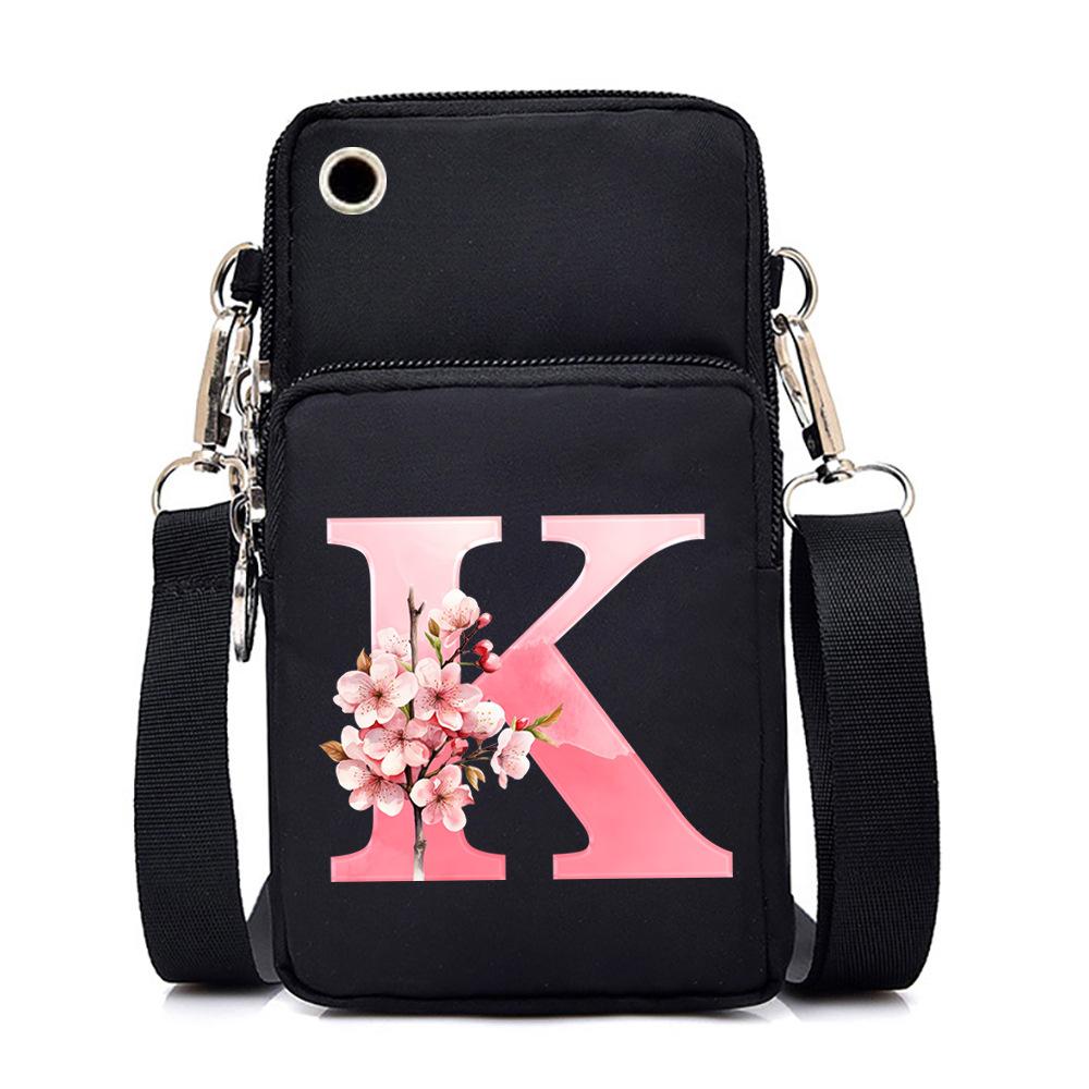 2024 Mobile Phone Bag Women's Messenger Bag New Alphabet Letter Printing Black Shoulder Bag Change Bag