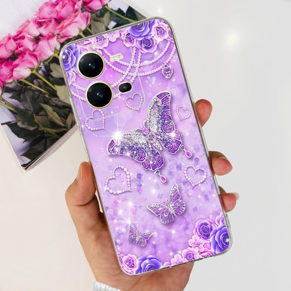 For Vivo V25 5G Case Vivo V25e V 25 25E 4G V2202 V2201 Cute Panda Flower Pattern Soft Silicone TPU Phone Cases