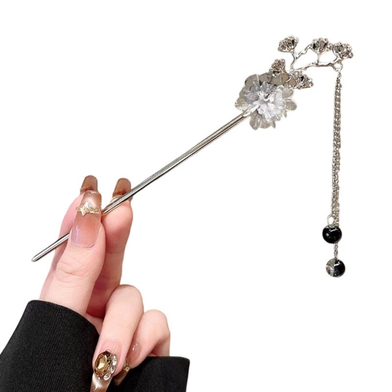 

Retros s Chinese Styles Metal Hairpin With Tassels Elegant Retros Hair Clip For Women Chopstick Shape Hair Accessory